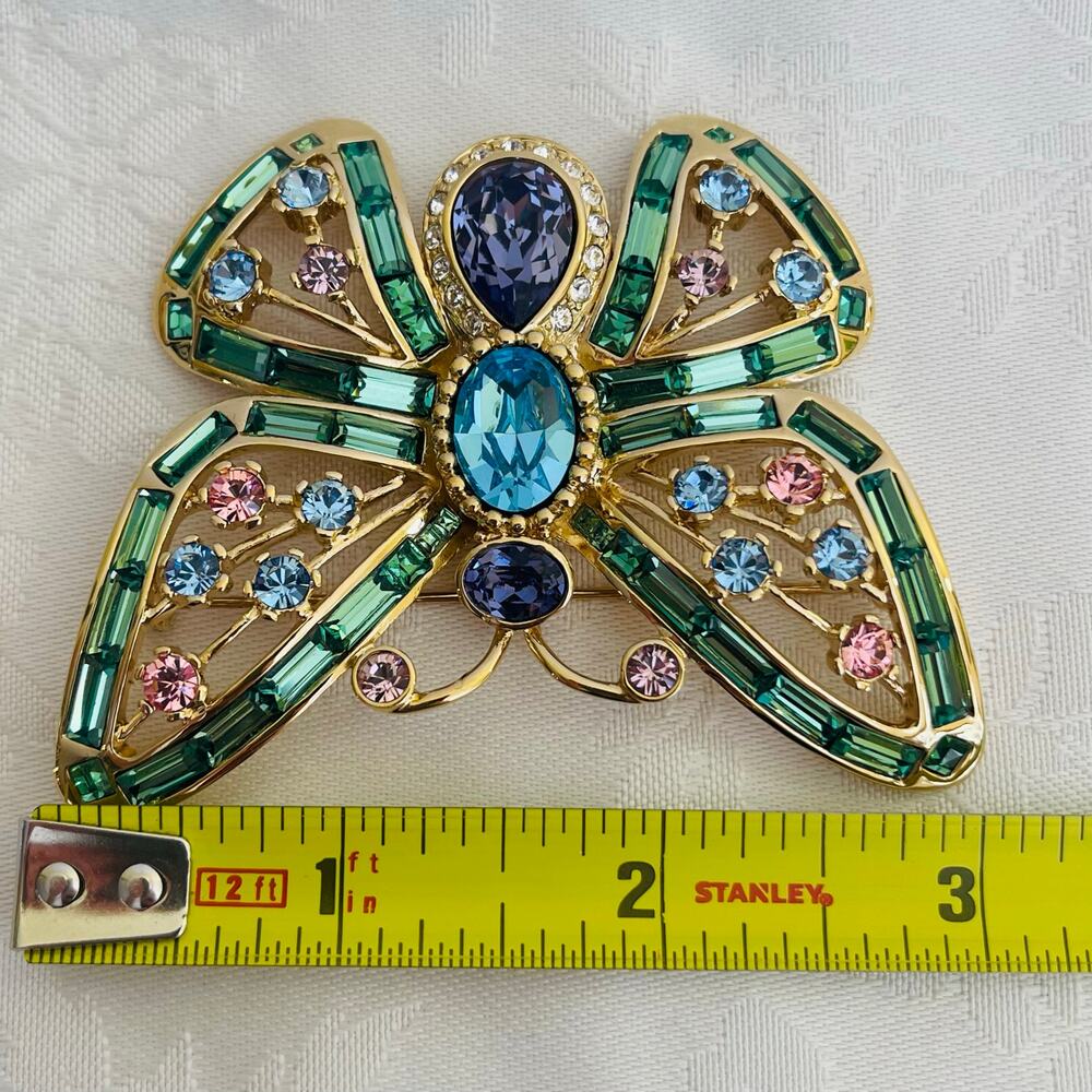 Vtg Nolan Miller Gold-P Butterfly Crystal Rhinestone Brooch Glam Coll Hollywood - Picture 14 of 15